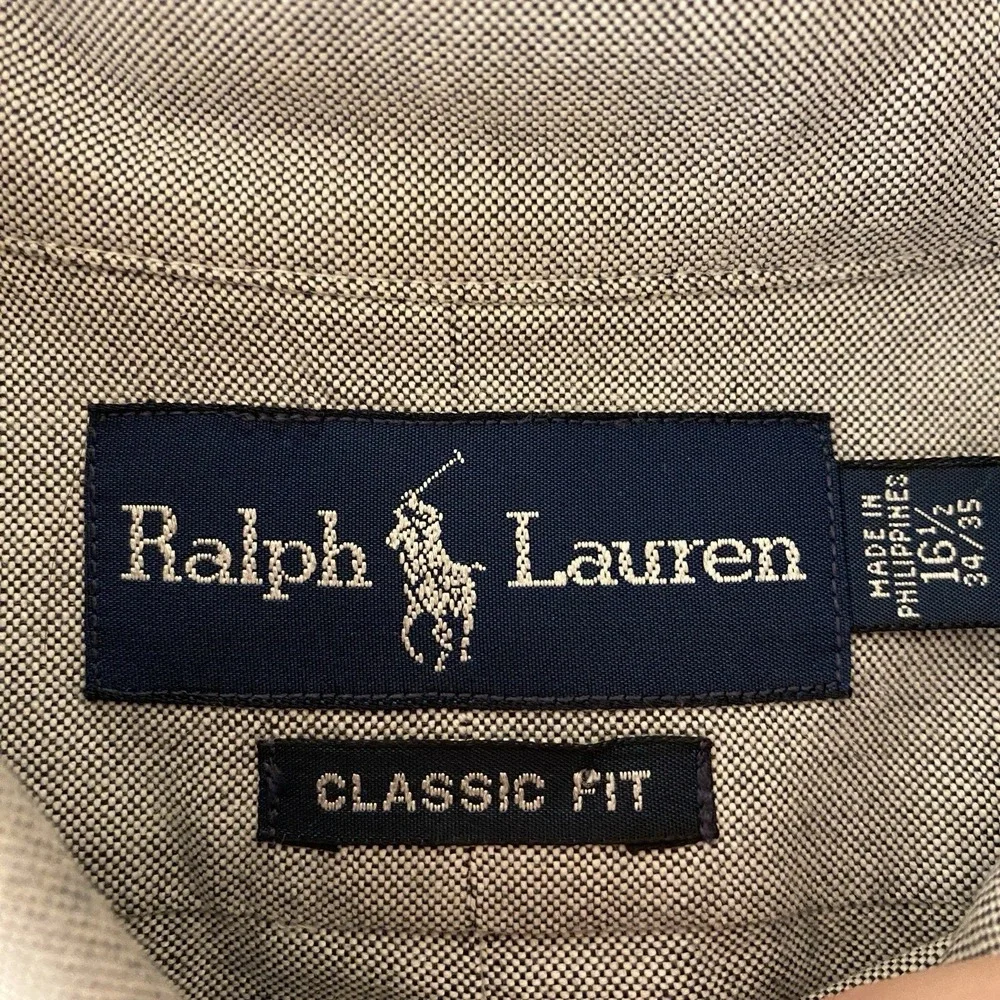 Polo Ralph Lauren Mens 16.5 34 35 Oxford Button‎ Down Classic Fit Flesh Pony